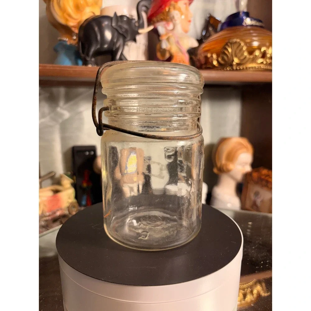 Vintage Atlas E-Z Seal Clear Glass Canning Jar with Wire Bail Lid Hazel-Atlas